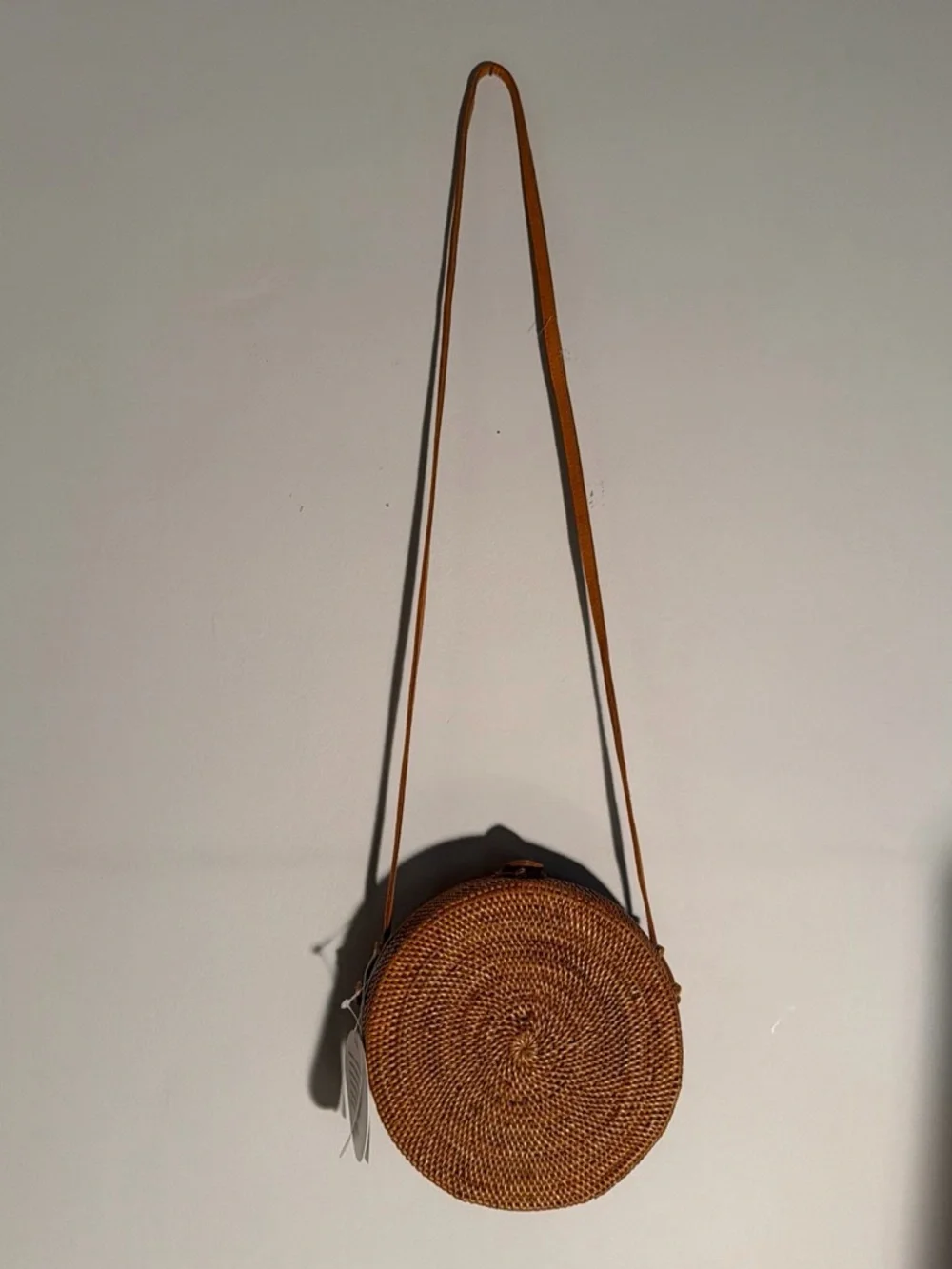 Round Woven Crossbody Bag in Brown - Women